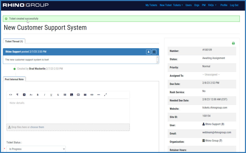 Rhino Group Unveils New Customer Support System
