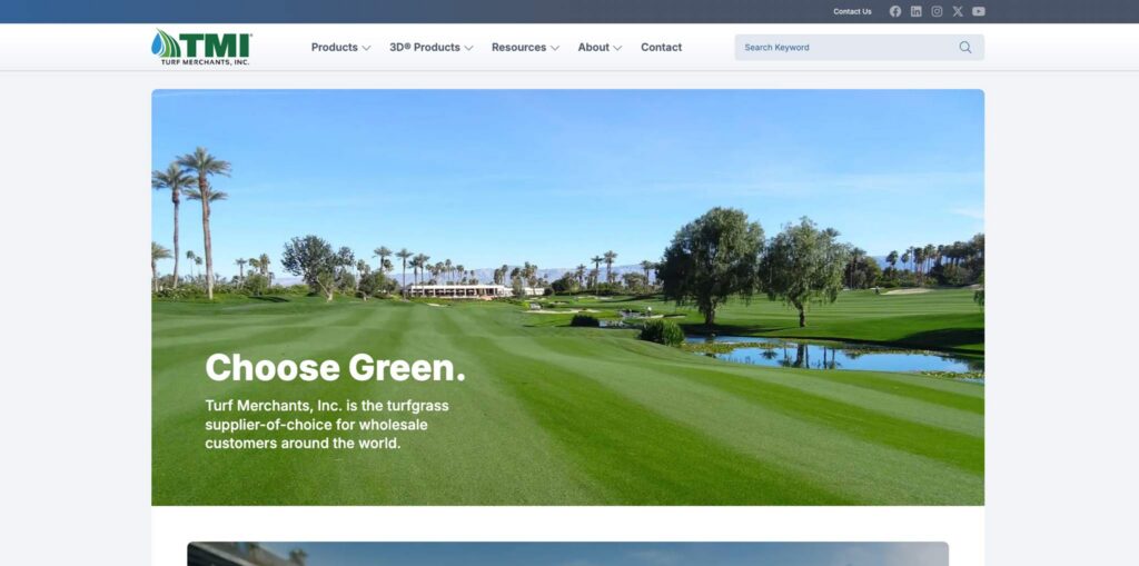 Turf Merchants homepage design